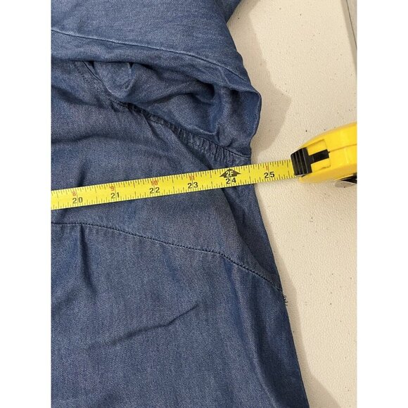 Zac & Rachel Womens Tunic Blouse Chambray Asymmetrical Button Up Lyocell size 2X - Picture 9 of 12